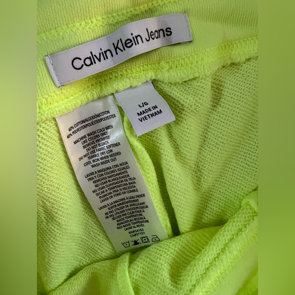 EUC Calvin Klein Performance Women's Eco-Fleece Jogger Pants, Lime, size Large - Picture 4 of 4